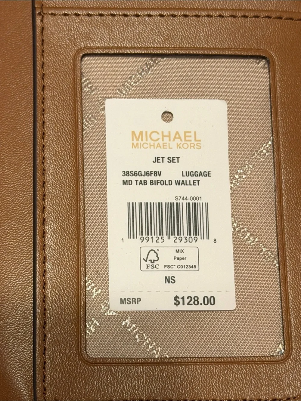 Michael Kors Caramel Pebbled Leather Snap Wallet with Logo